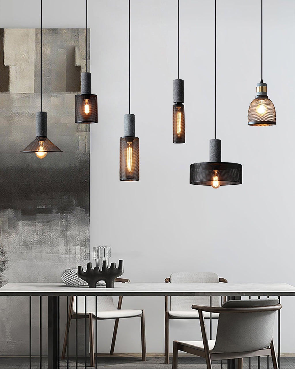 Brix Concrete Pendant Light | Industrial LED Hanging Lamp