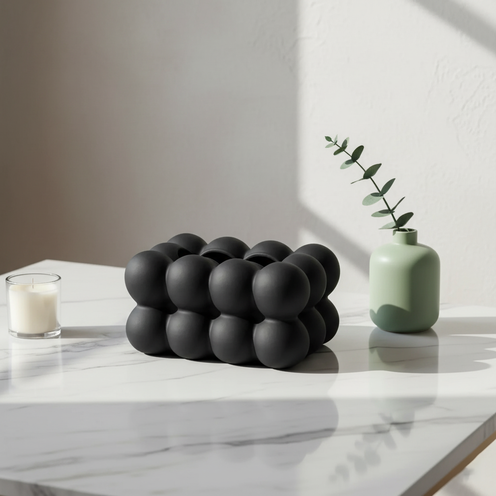 Contemporary Ceramic Tissue Box Cover with Bubble Design – Stylish and Durable Tissue Paper Box Holder for Home Decor
