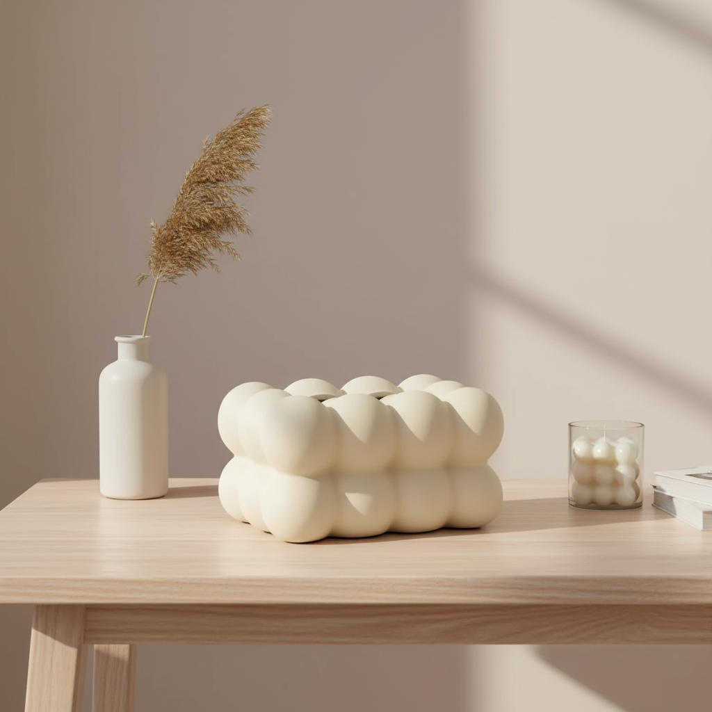 Contemporary Ceramic Tissue Box Cover with Bubble Design – Stylish and Durable Tissue Paper Box Holder for Home Decor