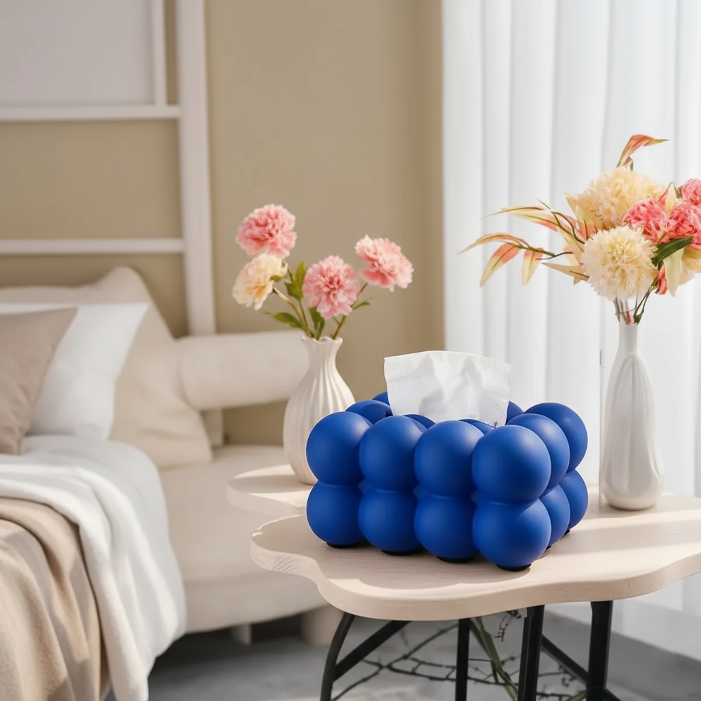 Contemporary Ceramic Tissue Box Cover with Bubble Design – Stylish and Durable Tissue Paper Box Holder for Home Decor