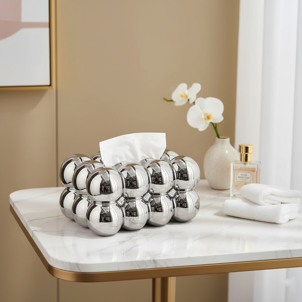 Contemporary Ceramic Tissue Box Cover with Bubble Design – Stylish and Durable Tissue Paper Box Holder for Home Decor