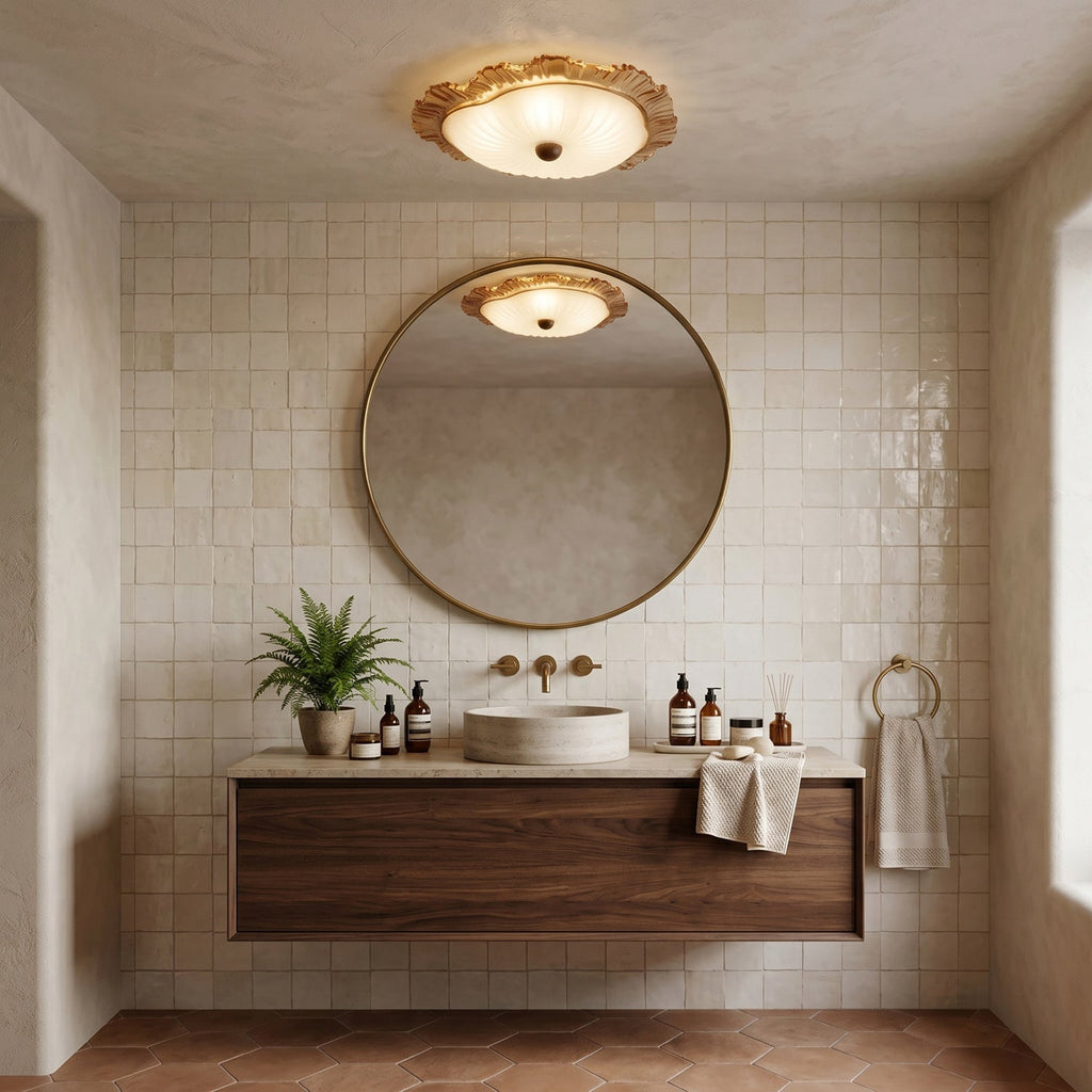 Cordelia Ruffled Glass Semi-Flush Ceiling Light