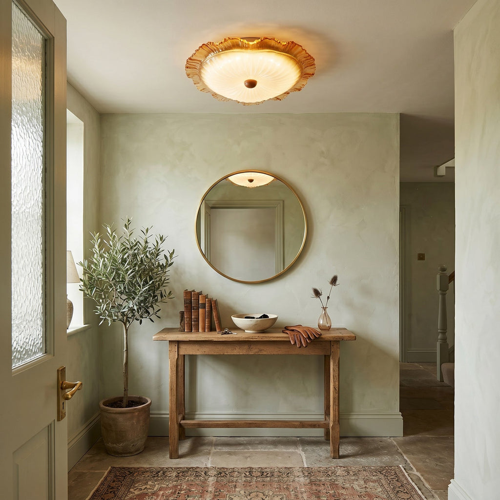 Cordelia Ruffled Glass Semi-Flush Ceiling Light