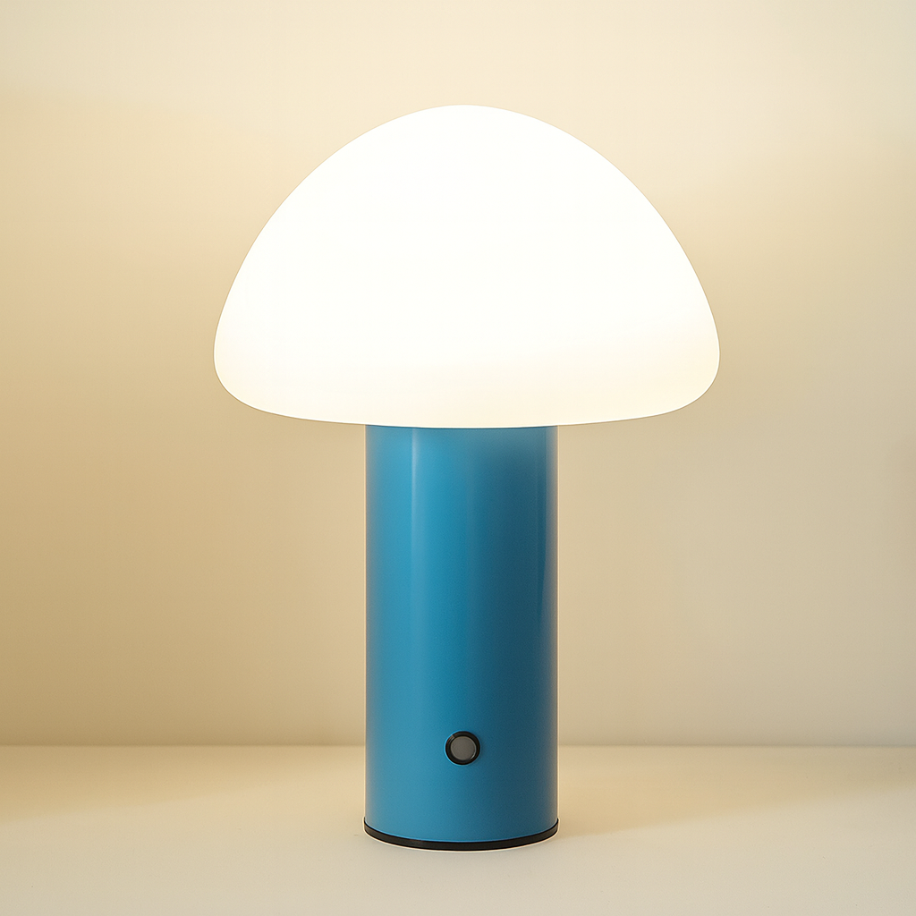 Cordless LED Table Lamp with Mushroom Design – Rechargeable Bedside Table Lamp for Soft Illumination and Portable Use
