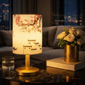 Table Lamp Fabric Shade Rechargeable Dimmable Rubberwood Base