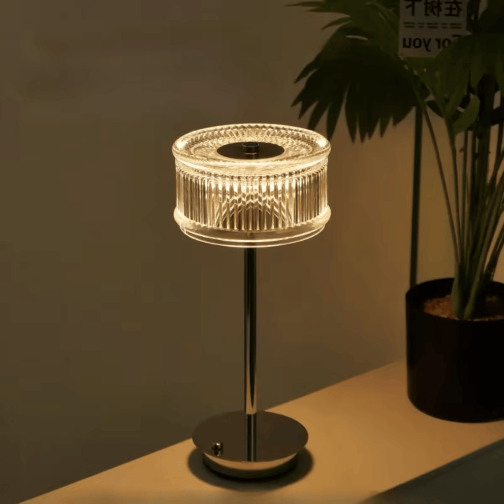 Crystal Glass Table Lamp, Cordless, Touch-Dimmable, 2700K LED
