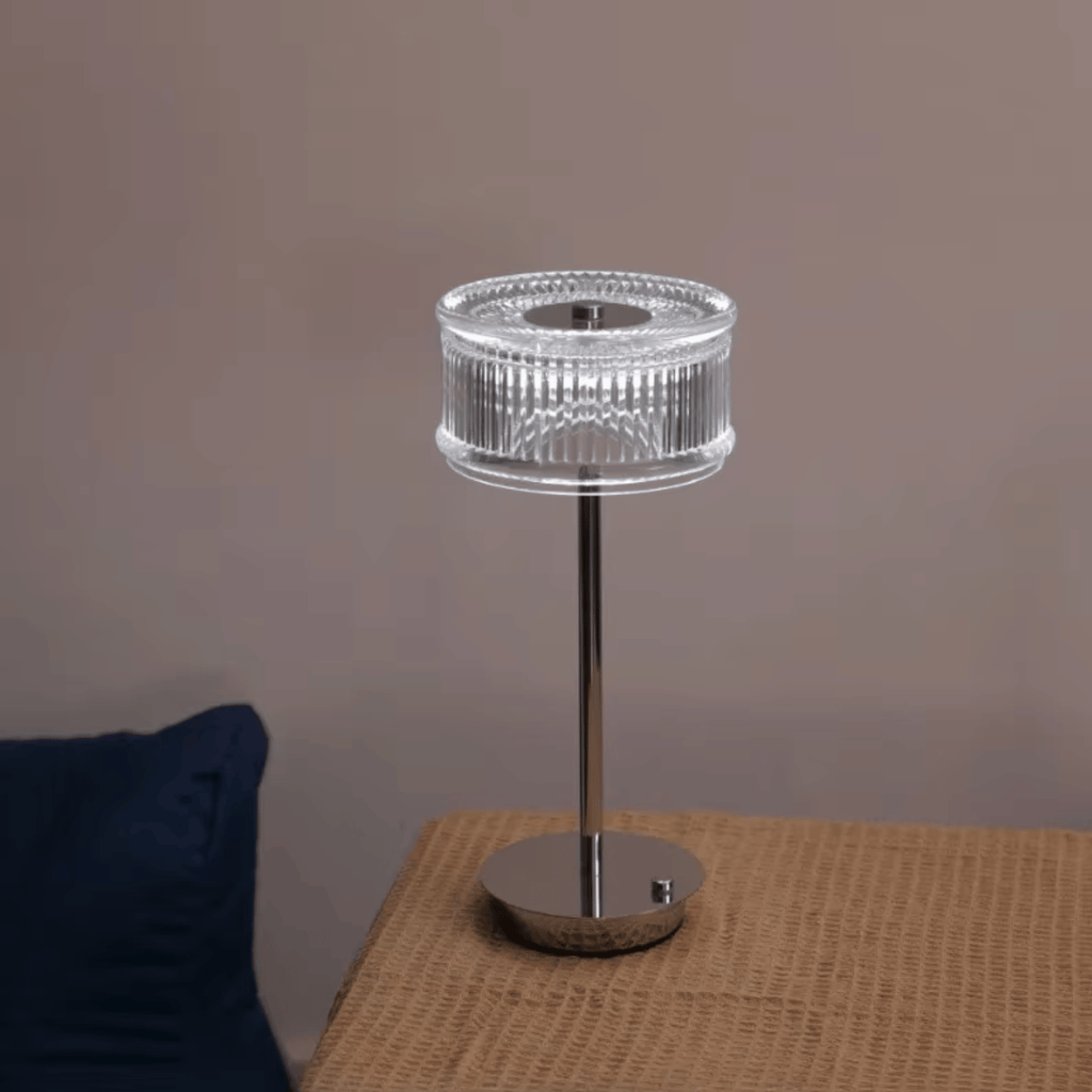 Crystal Glass Table Lamp, Cordless, Touch-Dimmable, 2700K LED