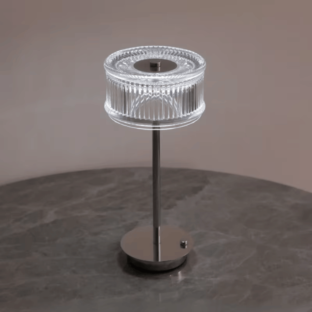 Crystal Glass Table Lamp, Cordless, Touch-Dimmable, 2700K LED