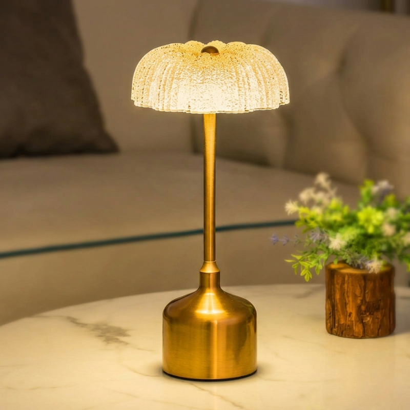 Cordless Table Lamp Metal USB Rechargeable Touch Dimmable