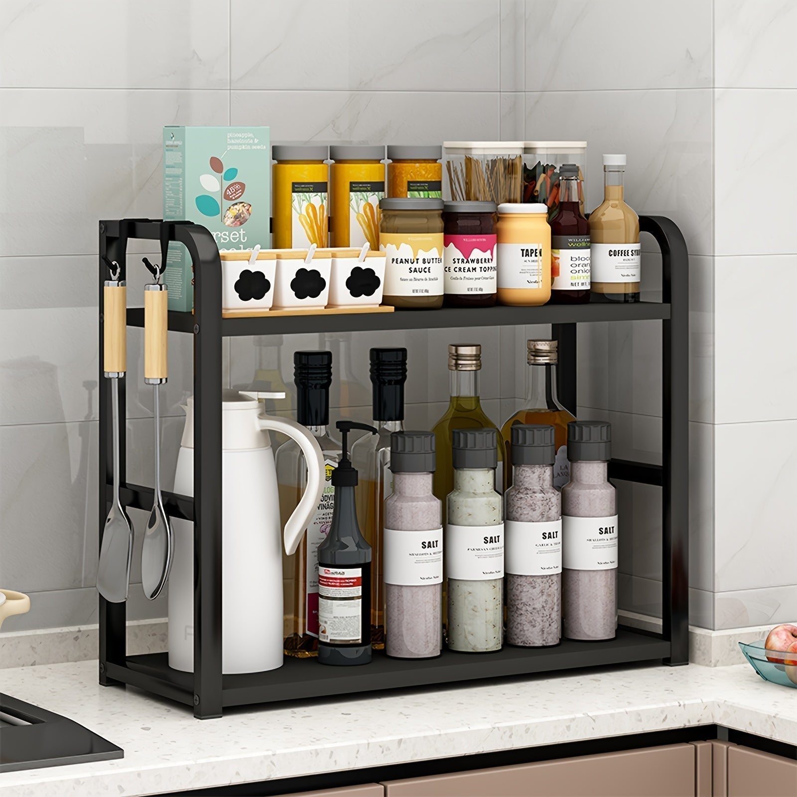 Countertop Storage Shelf, Two Tier, Freestanding, Kitchen Organizer