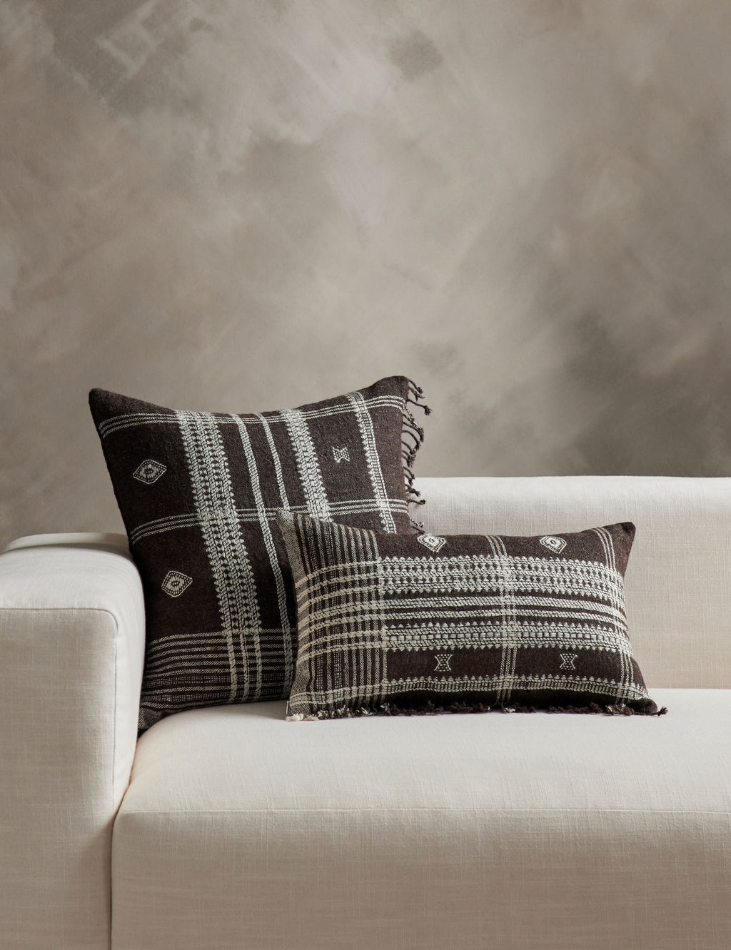 Kavi Throw Pillow | Hand Loomed Desi Wool, Geometric Patterns
