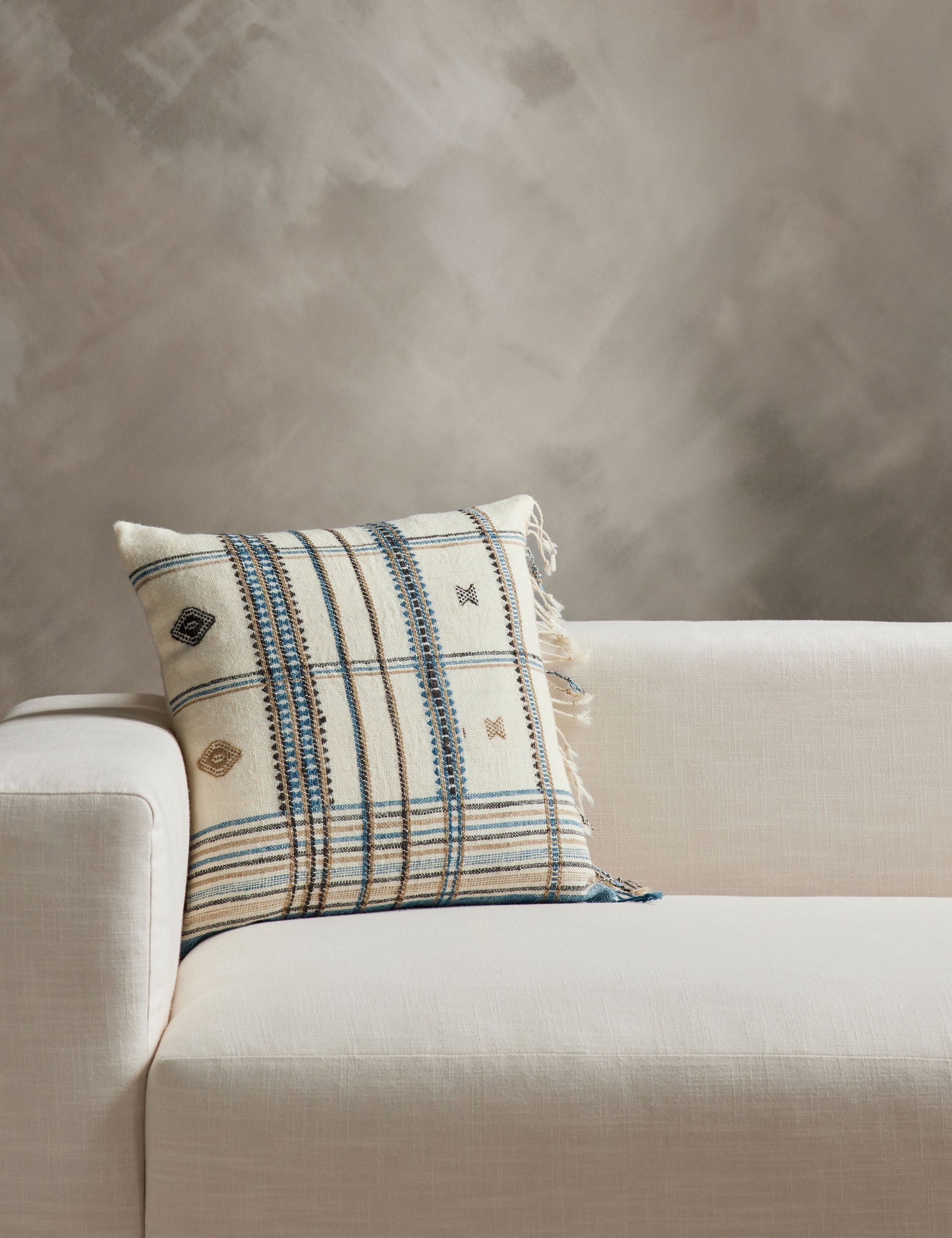 Kavi Throw Pillow | Hand Loomed Desi Wool, Geometric Patterns