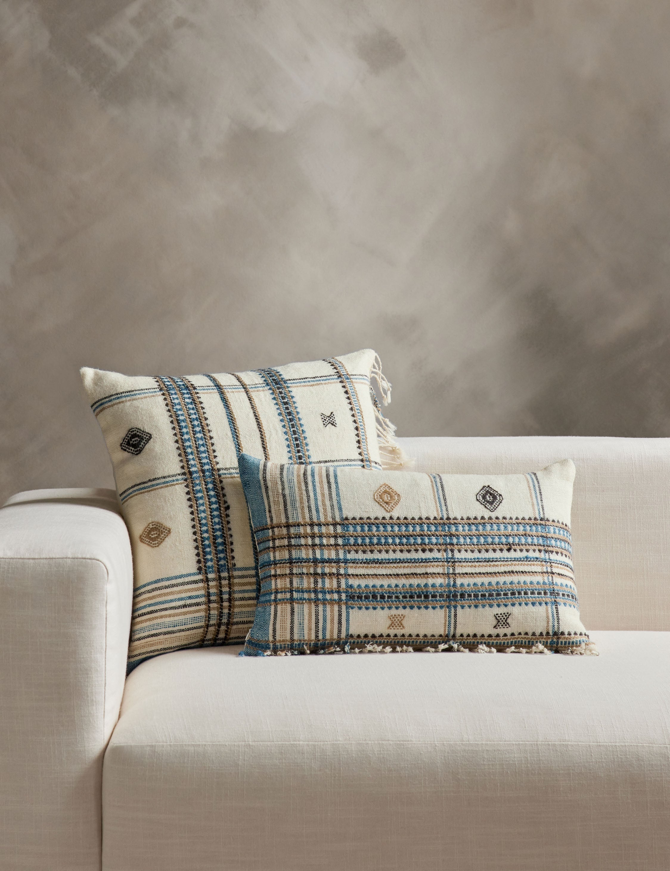 Kavi Throw Pillow | Hand Loomed Desi Wool, Geometric Patterns