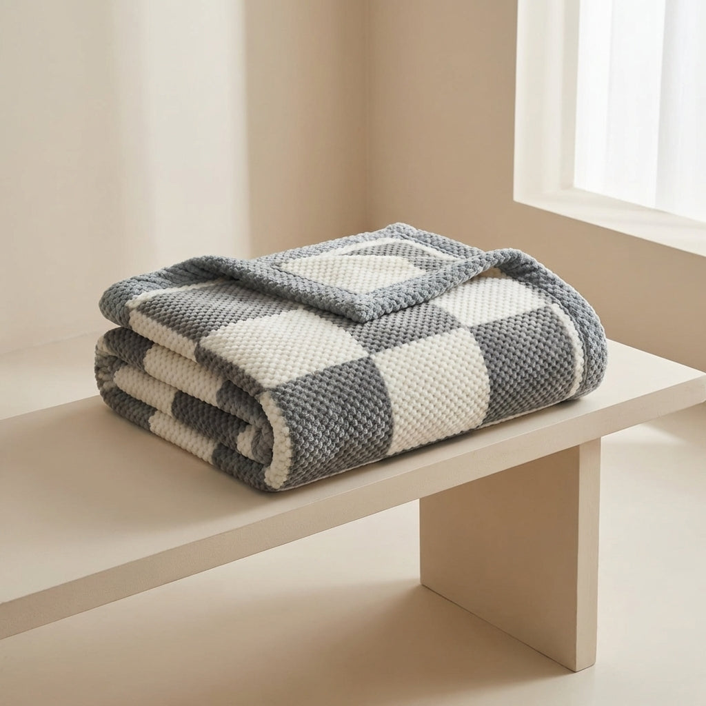 Blanket Fleece Diamond Pattern Machine Washable