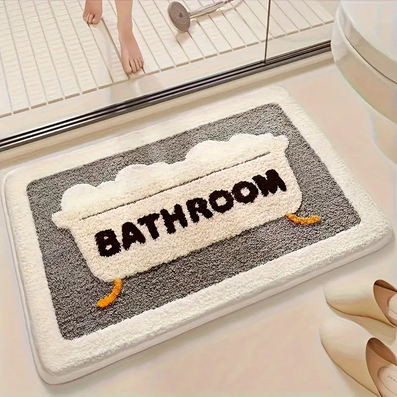 Bath Mat Plush Microfiber Non Slip Rubber Backing Quick Dry Tub Pattern