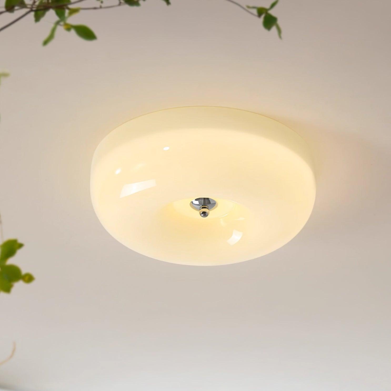 Modern Cream Donut Glass Flush Mount Ceiling Light 1-Light