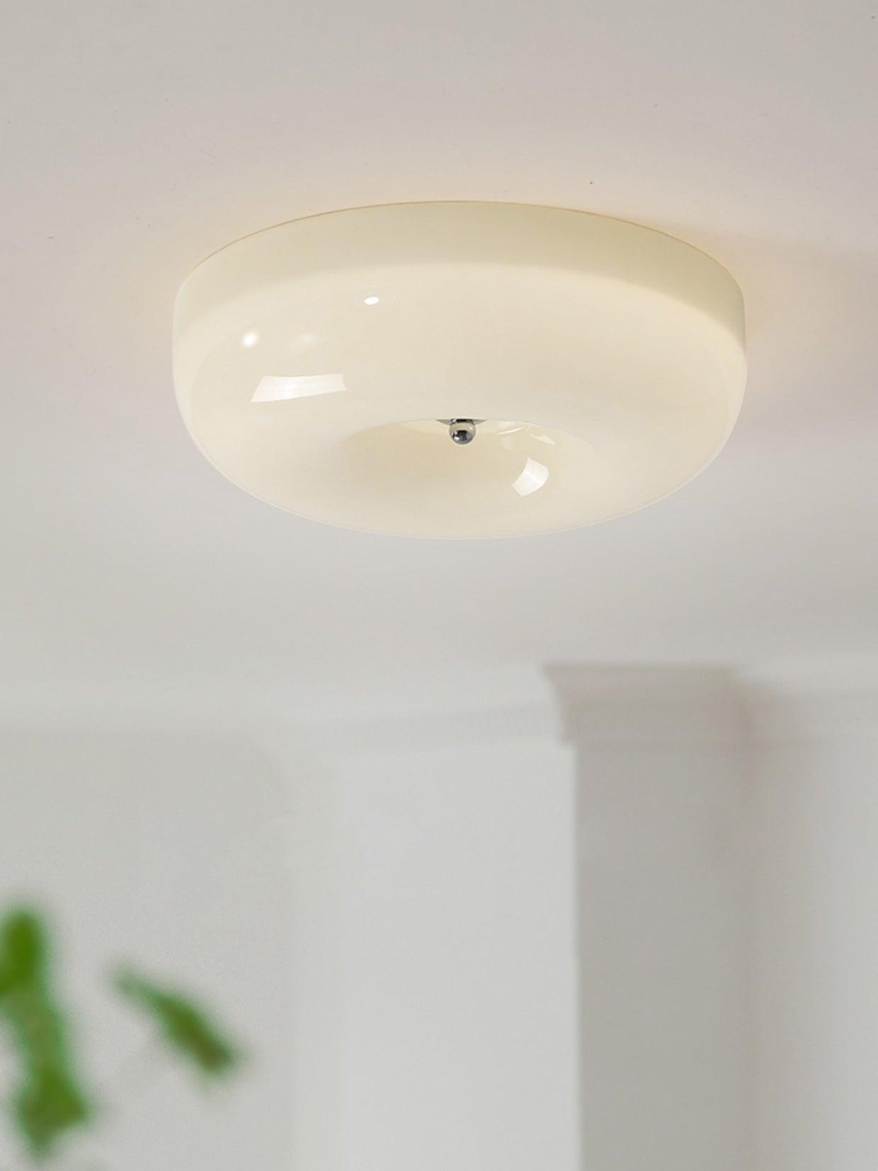 Modern Cream Donut Glass Flush Mount Ceiling Light 1-Light