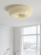 Modern Cream Donut Glass Flush Mount Ceiling Light 1-Light
