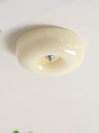 Modern Cream Donut Glass Flush Mount Ceiling Light 1-Light