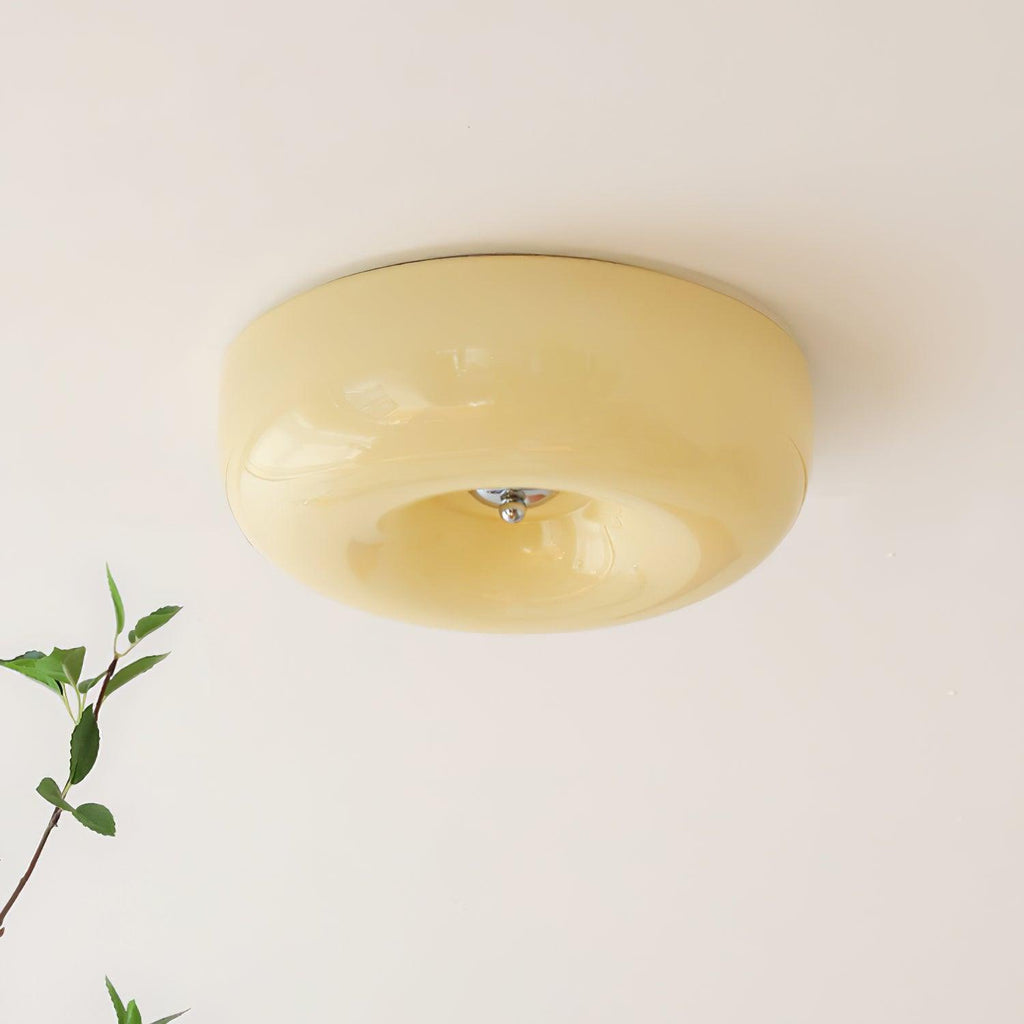 Modern Cream Donut Glass Flush Mount Ceiling Light 1-Light