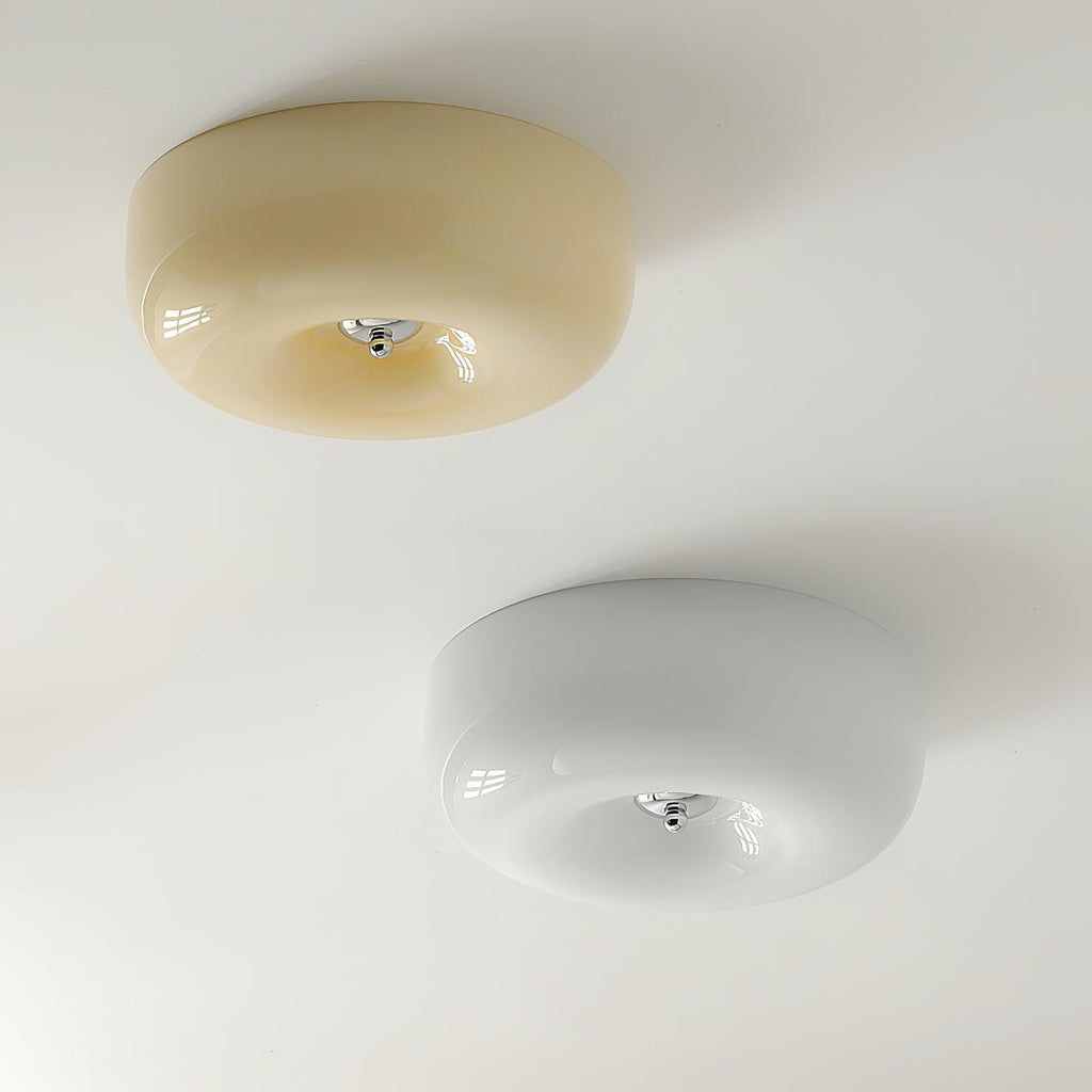 Modern Cream Donut Glass Flush Mount Ceiling Light 1-Light