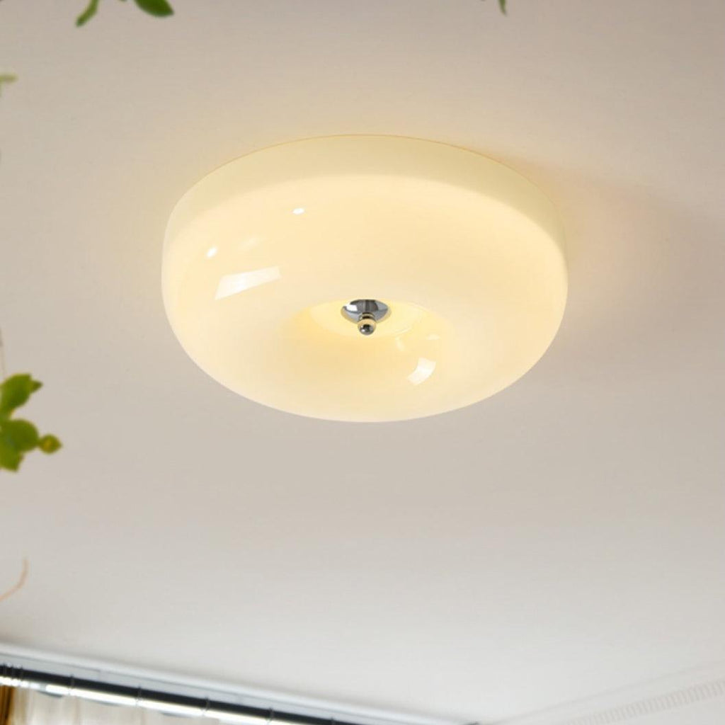 Modern Cream Donut Glass Flush Mount Ceiling Light 1-Light