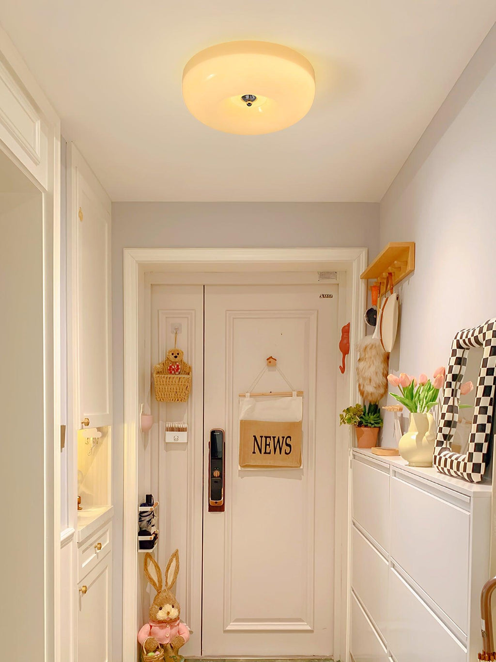 Modern Cream Donut Glass Flush Mount Ceiling Light 1-Light