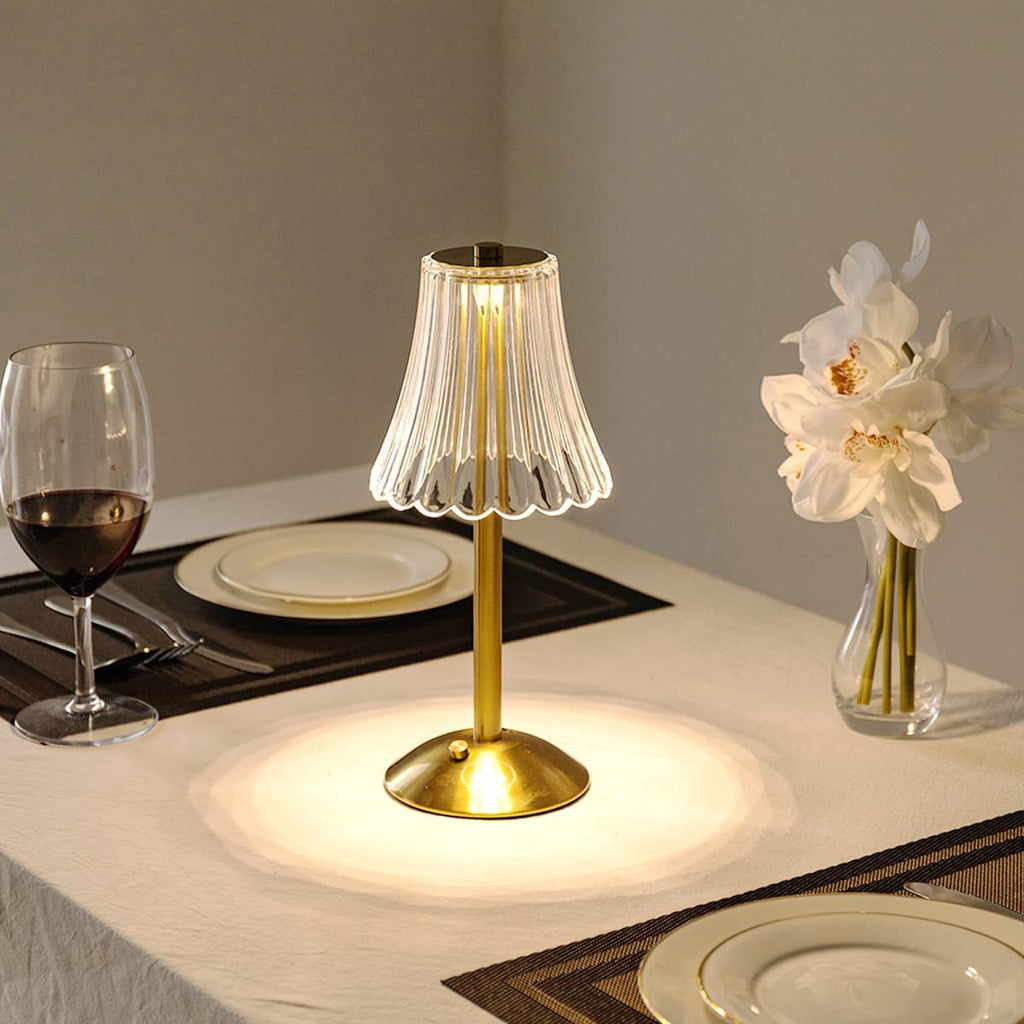 CrystalGlanz: Golden Crystal Table Lamp – LED Touch Lamp with Dimmable Light