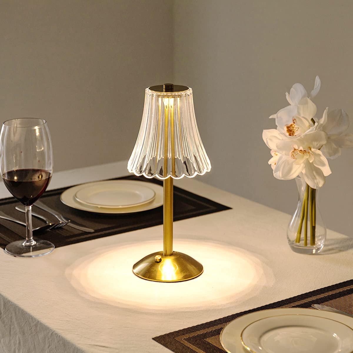 CrystalGlanz: Golden Crystal Table Lamp – LED Touch Lamp with Dimmable Light