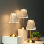 CrystalGlanz: Golden Crystal Table Lamp – LED Touch Lamp with Dimmable Light