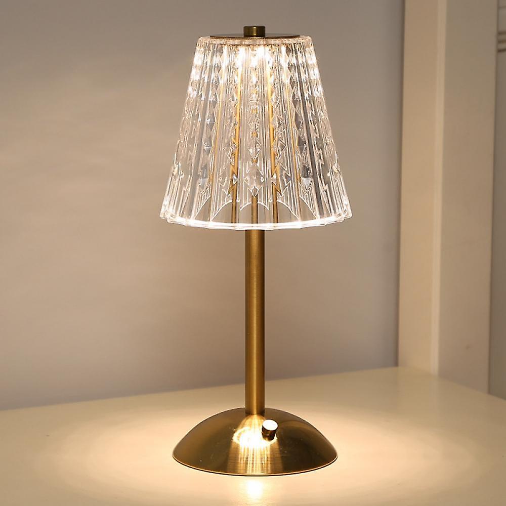 CrystalGlanz: Golden Crystal Table Lamp – LED Touch Lamp with Dimmable Light