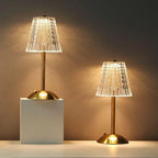 CrystalGlanz: Golden Crystal Table Lamp – LED Touch Lamp with Dimmable Light