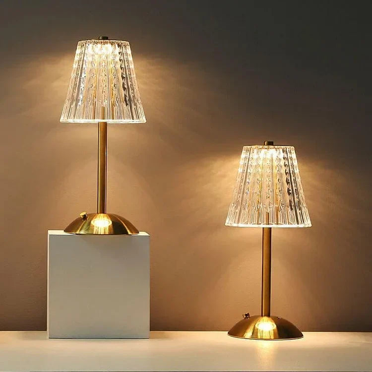 CrystalGlanz: Golden Crystal Table Lamp – LED Touch Lamp with Dimmable Light