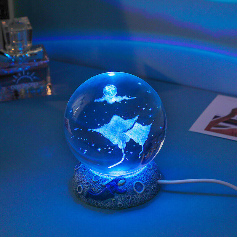 Crystal Ball Night Light, 3D Laser Engraved, USB Powered