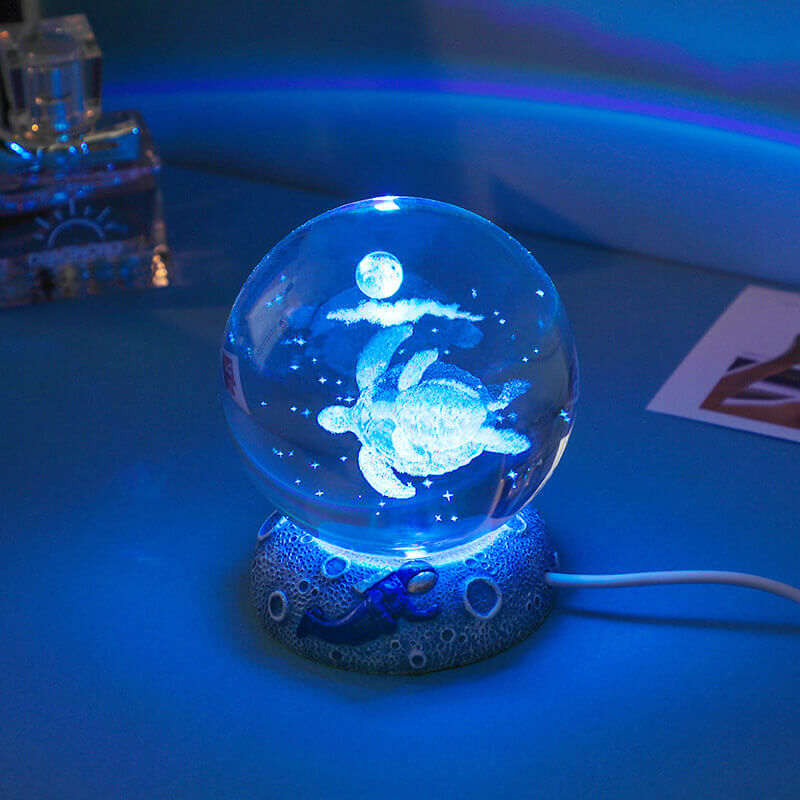 Crystal Ball Night Light, 3D Laser Engraved, USB Powered