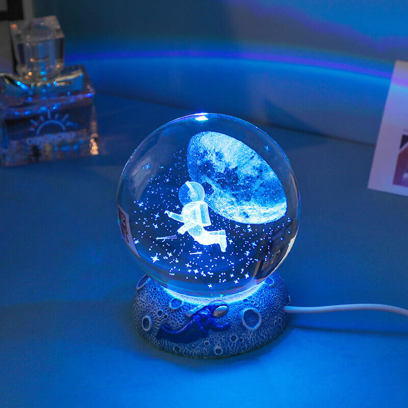 Crystal Ball Night Light, 3D Laser Engraved, USB Powered
