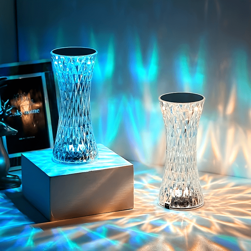 Crystal Table Lamp, Touch Control, 16-Color, Rechargeable LED
