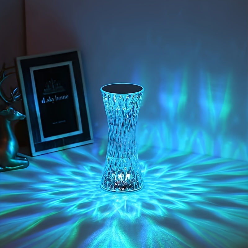 Crystal Table Lamp, Touch Control, 16-Color, Rechargeable LED