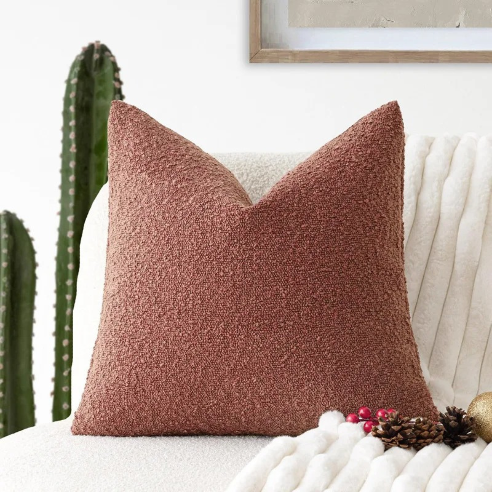 Cushion Cover Boucle Fabric Decorative Throw Pillow Case Textured Soft Home Sofa Living Room Bedroom Decor