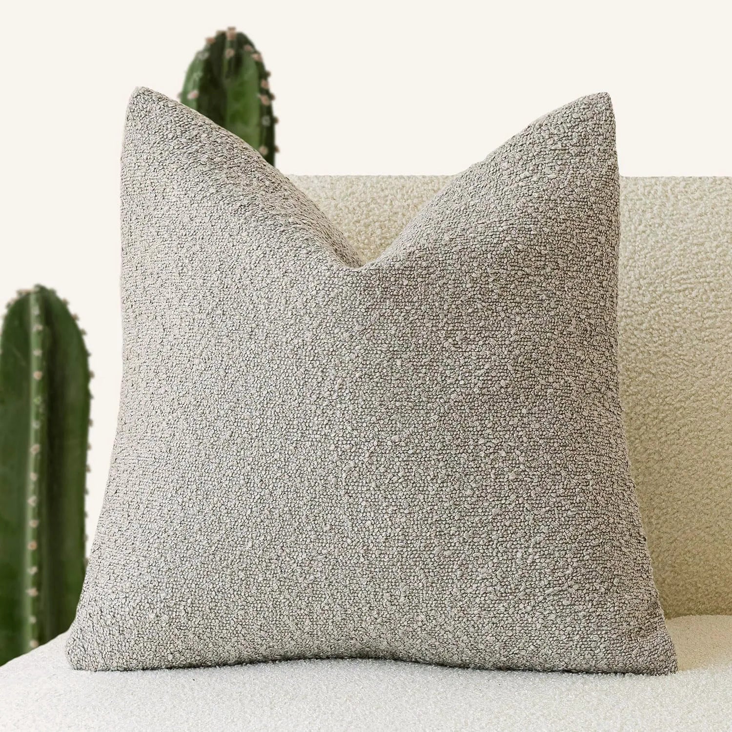 Textured Cushion Cover, Polyester Material, Solid Color, Square Shape