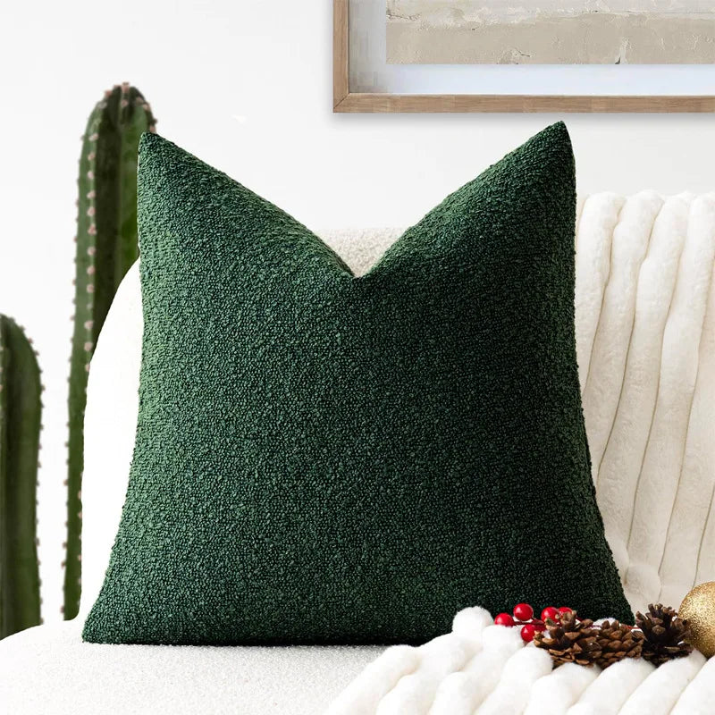 Textured Cushion Cover, Polyester Material, Solid Color, Square Shape