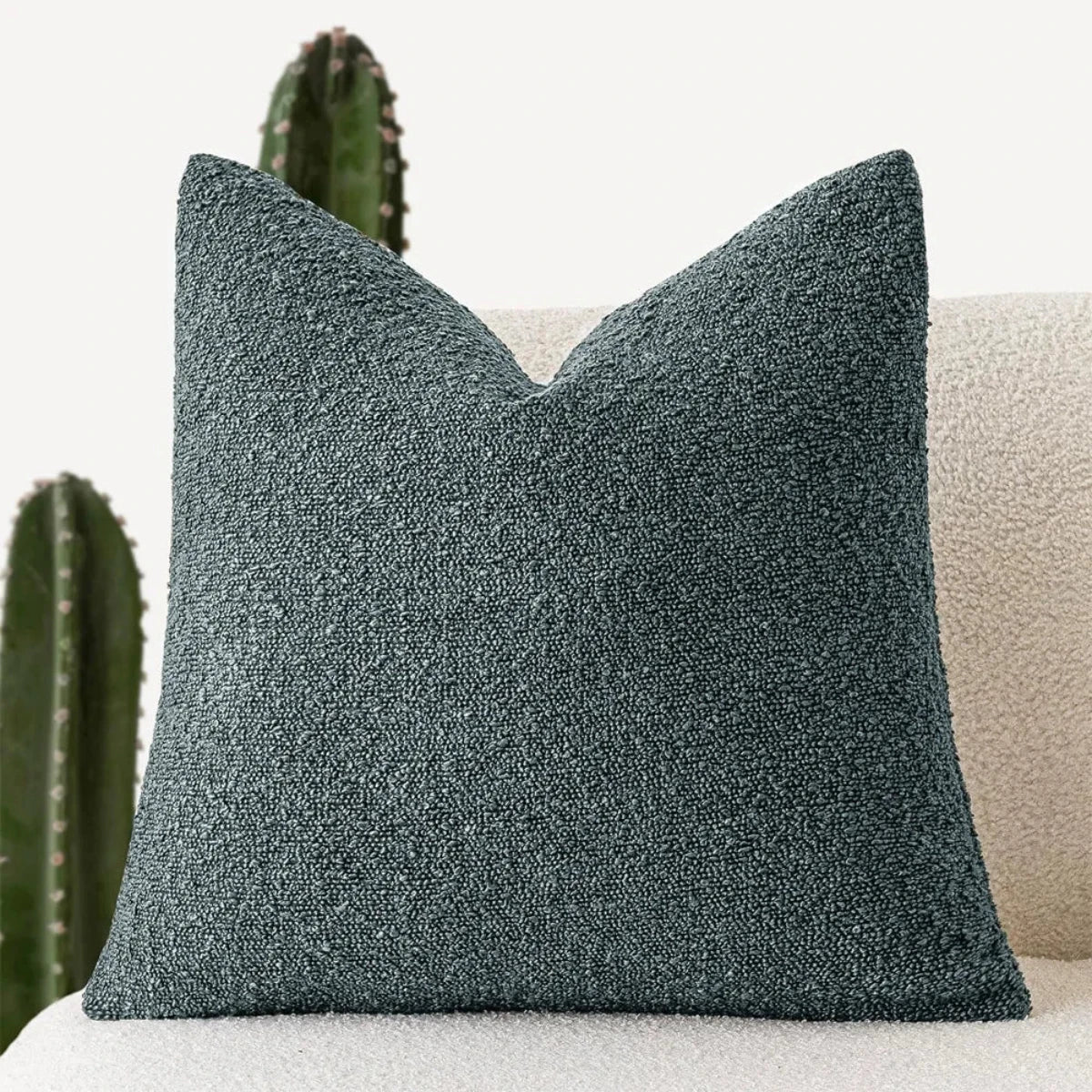 Textured Cushion Cover, Polyester Material, Solid Color, Square Shape