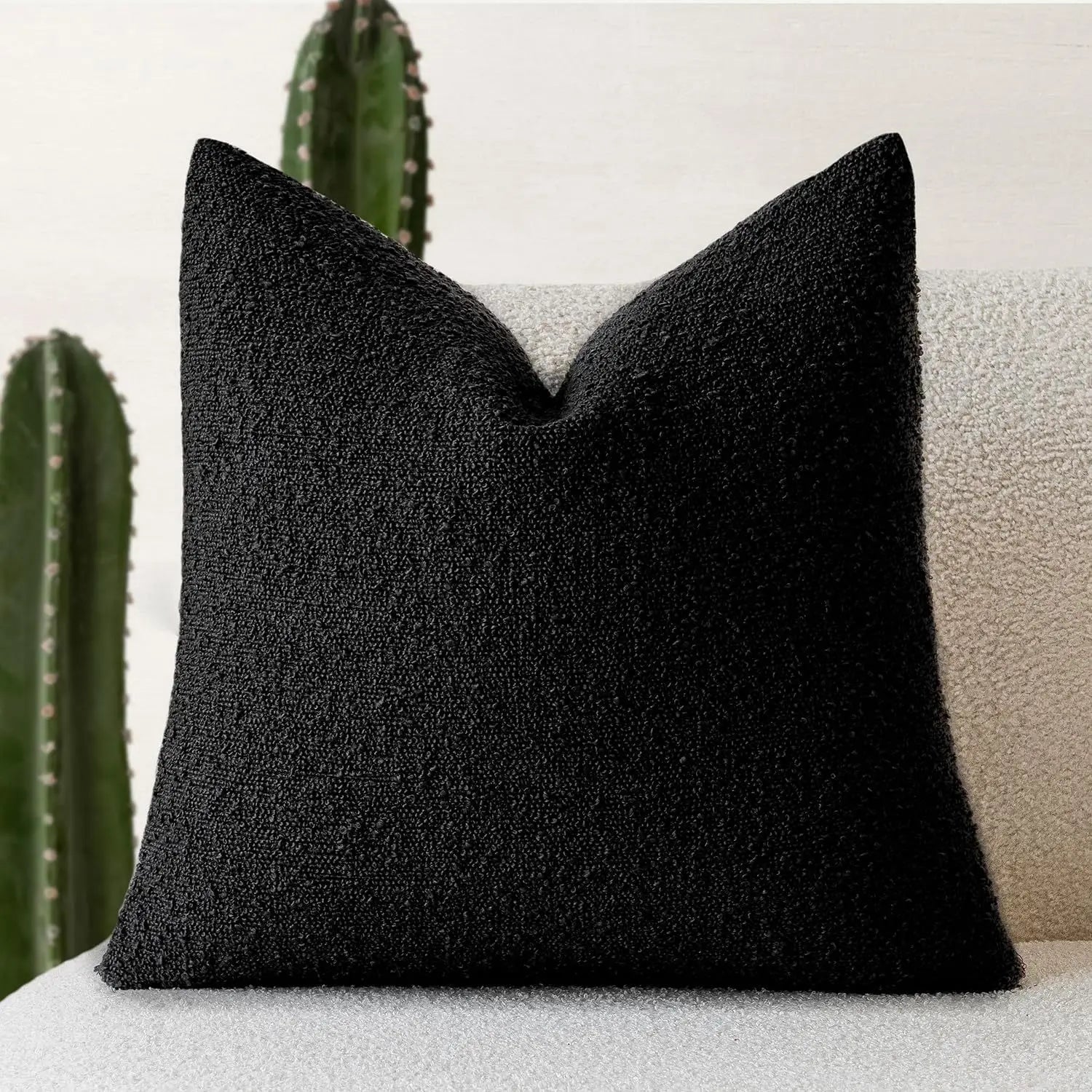 Textured Cushion Cover, Polyester Material, Solid Color, Square Shape
