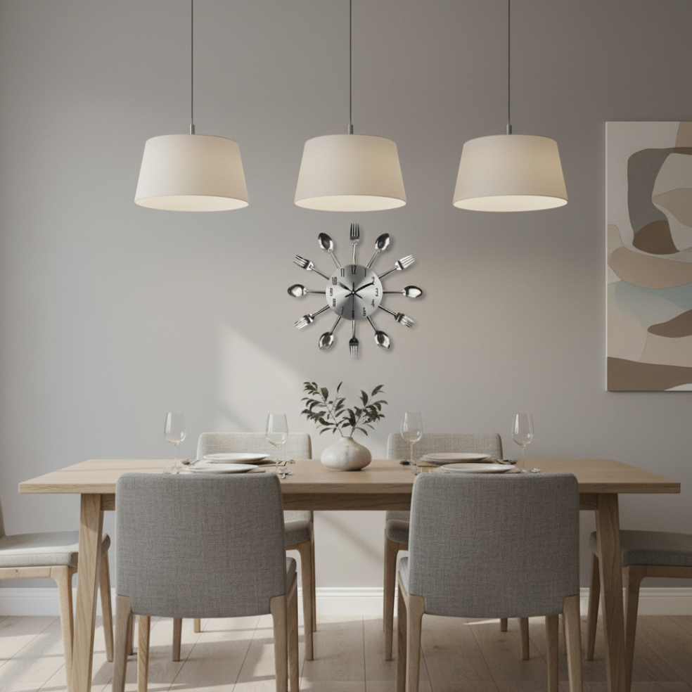 Cutlery Round Wall Clock, Silent Operation, Unique Kitchen Design