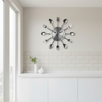 Cutlery Round Wall Clock, Silent Operation, Unique Kitchen Design