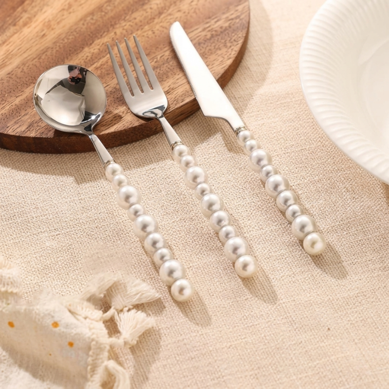 Cutlery Set Stainless Steel Imitation Pearl Handle Silverware