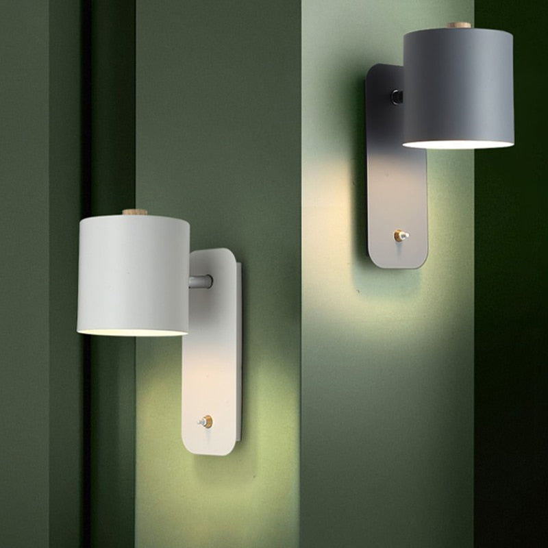 Wall Light LED Cylindrical Design 90 to 260 V Integrated Switch Indoor Sconce