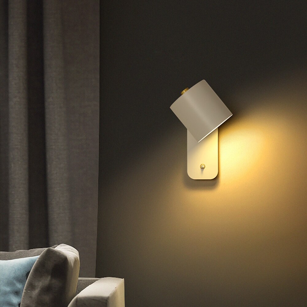 Wall Light LED Cylindrical Design 90 to 260 V Integrated Switch Indoor Sconce
