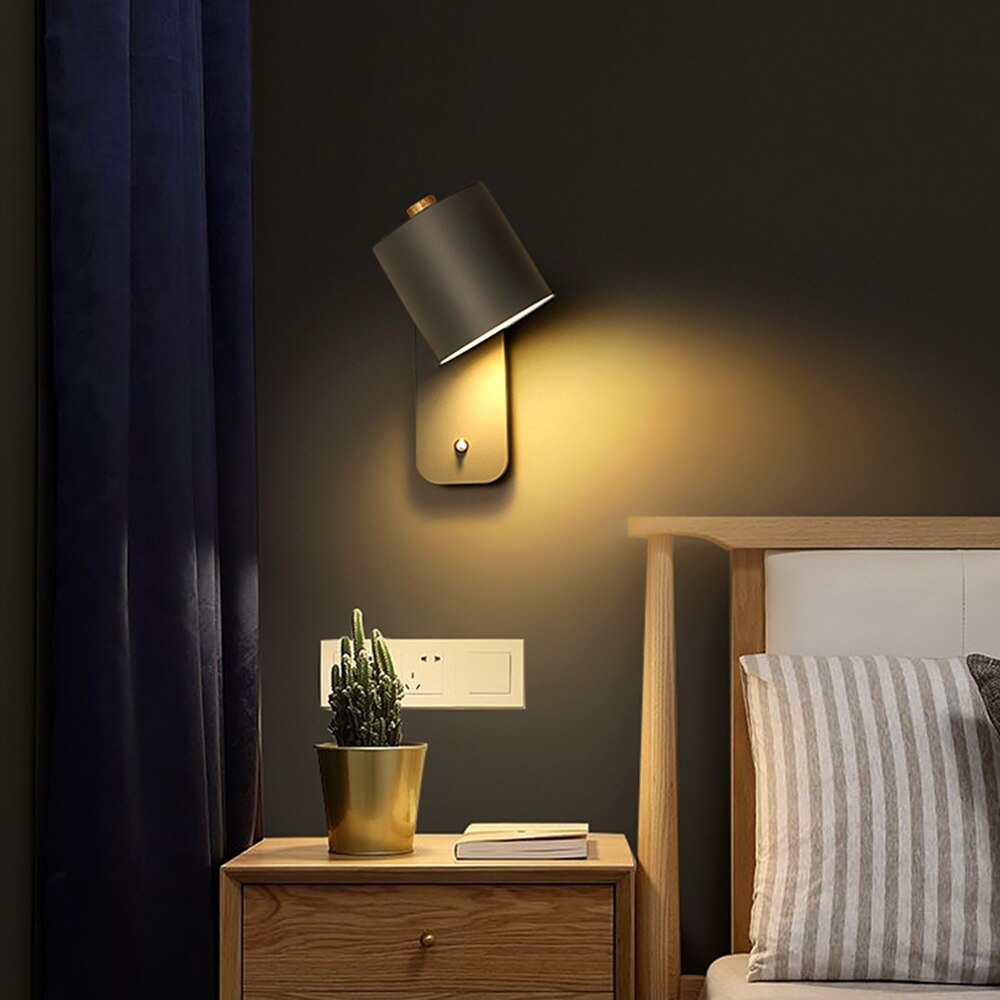 Wall Light LED Cylindrical Design 90 to 260 V Integrated Switch Indoor Sconce