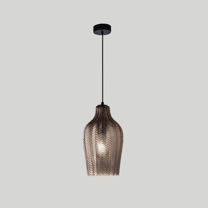 Nordic Wavy Glass 1-Light Barrel Pendant with Textured Finish